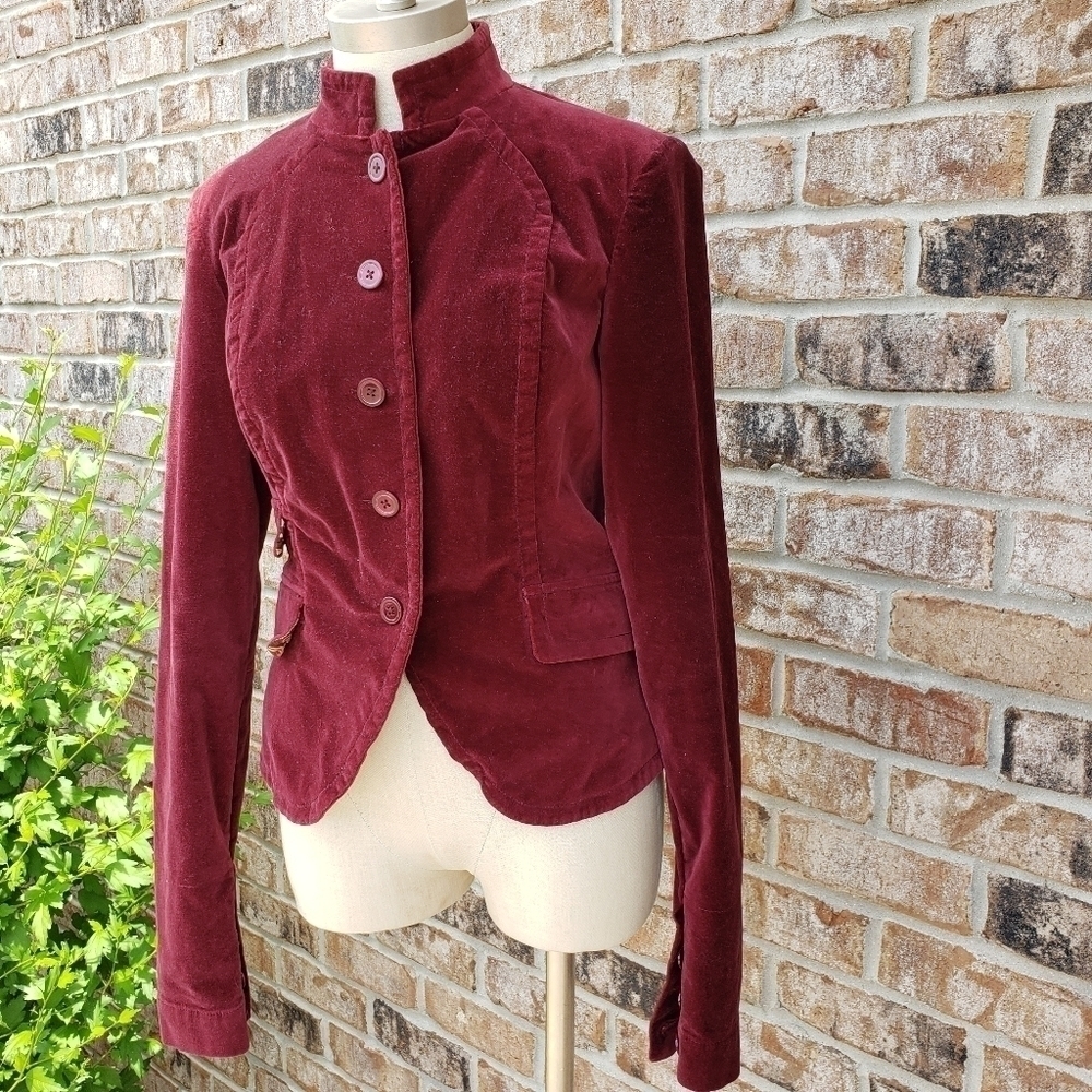 Lucky Brand Suede Long Sleeves High-Neck Blazer M